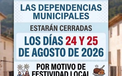Las dependencias municipales permanecerán cerradas los días 24 y 25 de agosto