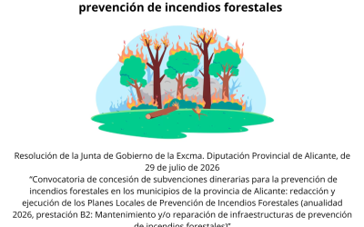 Concedida una subvención de 10.103,50 euros destinada al mantenimiento y reparación de infraestructuras de prevención de incendios forestales