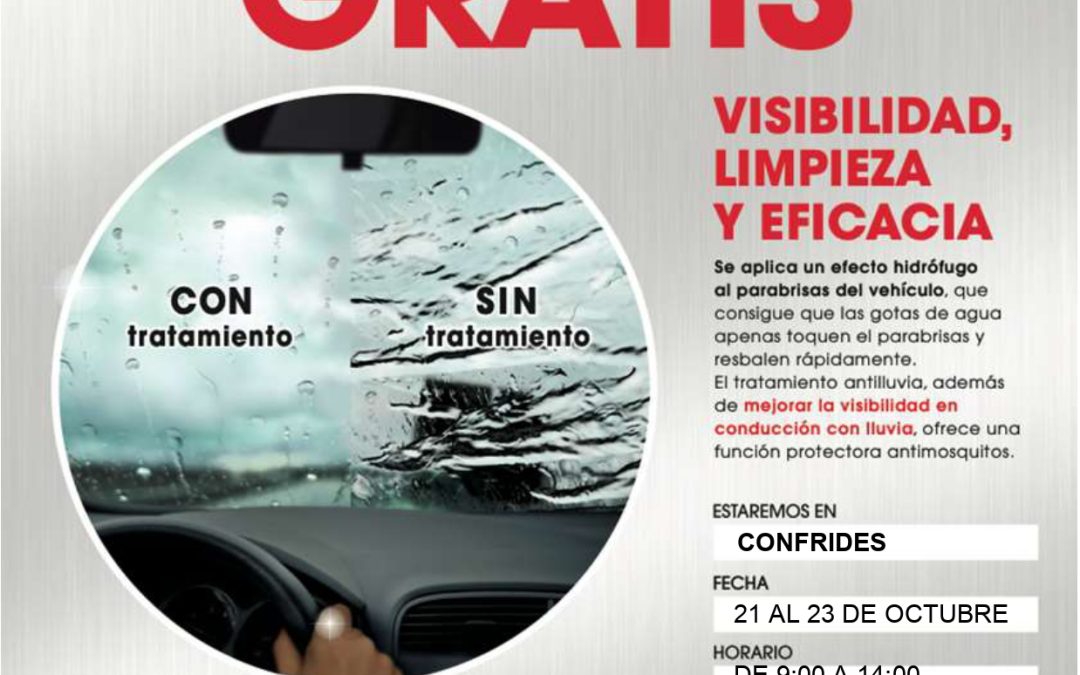 Carglass ofrecerá un tratamiento antilluvia y antimosquitos gratuito en Confrides